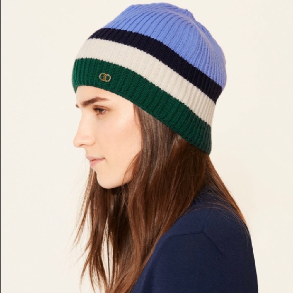 Tory Burch Gemini Link Striped Beanie